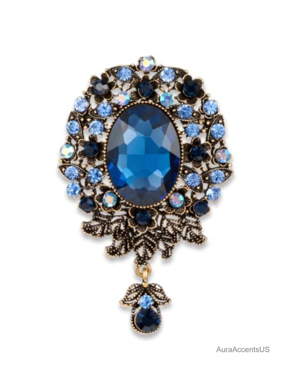 Rhinestone Brooch Pin Teardrop Crystal Vintage Style Accessory
